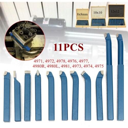 Mini Metal Lathe Tool Carbide Tip Cutting Turning Boring Bit Set Carbide for Metal Working Lathe Thread 8/10/12mm 11Pcs