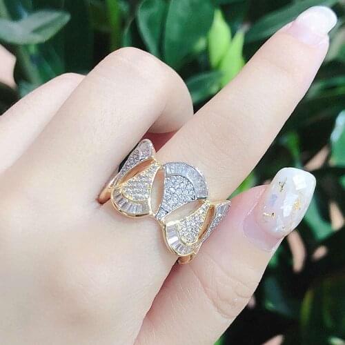 Bride Talk Luxury Women Finger Ring Cubic Zirconia Super Quality Christmas Gift Dubai Bridal Rings Jewelry For Wedding Party