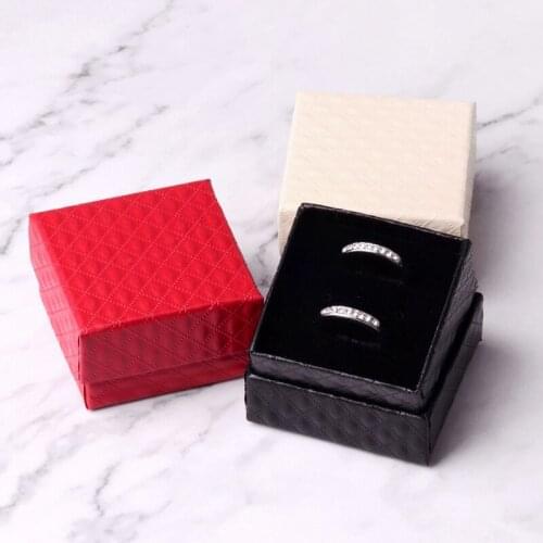 New Square Jewelry Box Engagement Ring Earrings Box Jewelry Organizer Display Gift Case Black Red White Navy