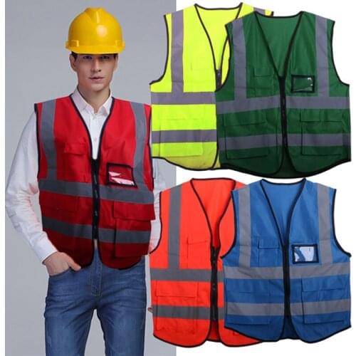 2019 New Multicolor Hi-Vis Safety Vest Reflective Jacket Security Waistcoat 5 Pockets Drop shipping