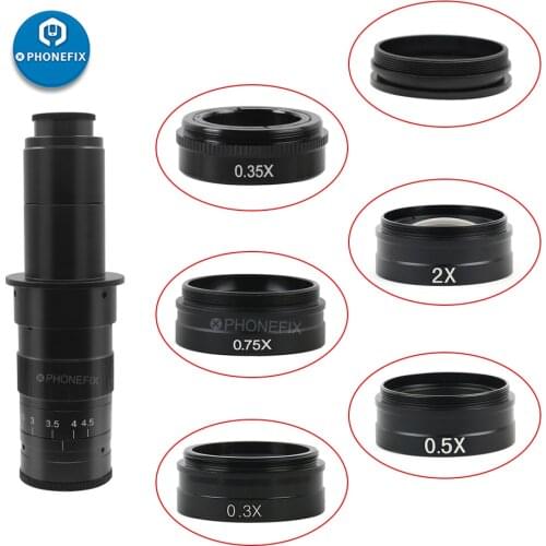 0.75x 0.5X 2.0X 0.35X Barlow Auxiliary Objective Glass Lens for Zoom 180X 300X C-MOUNT Lens Industry Video USB Microscope Camera
