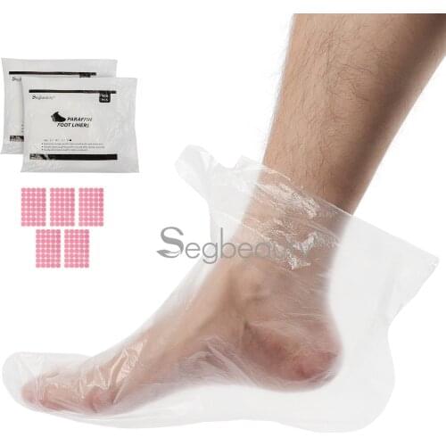 Segbeauty 200pcs Disposable Plastic Foot Covers Transparent Shoes Cover Paraffin Bath Wax Liners SPA Therapy Bags Liner Booties