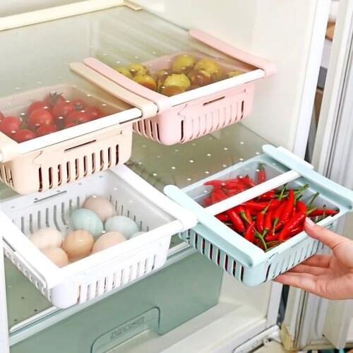 Creative Refrigerator Drawer Organizer Food Storage Container Retractable Fruit Baskets Desktop Organizers Kitchen Supplies