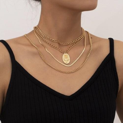 Cross-border fashion accessories autumn new personality alloy suit necklace to restore ancient ways the rose necklace