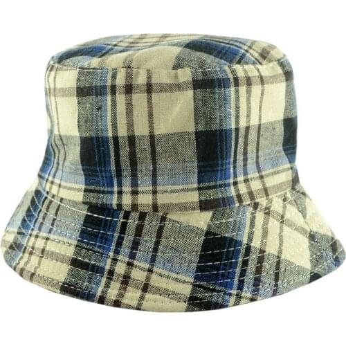 Toddler Boys Bucket Hats Baby Sun Helmet Cap Children Sun Basin Hat Plaid Panama Fisherman Hat Kids summer beach hat BS022