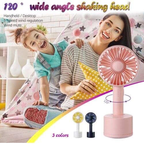 Portable handheld fan rechargeable mobile mini fan rotate 2000mah with battery small fan mini handy fan table fans cooler desk