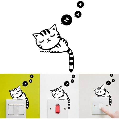 DIY Creative Black Cat Love Cartoon Removable Switch Stickers PVC Wall Sticker Vinyl Decal Home Decor Decal Socket Paste