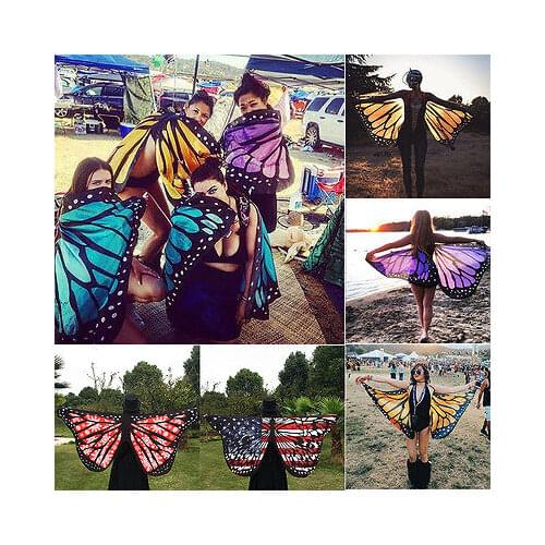 New Cute Women Kid Soft Fabric Butterfly Wings Shawl Fairy Nymph Costume Accessory Scarves Wraps