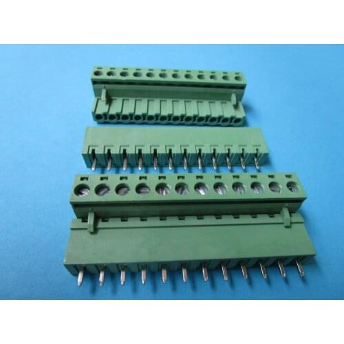 50 Pcs Close Straight 12 pin/way Pitch 5.08mm Screw Terminal Block Connector Green Color Pluggable Type With Straight pin