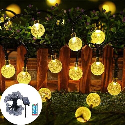 Remote Control Solar Globe Light 30/50/100leds Crystal Ball String Lights Garlands For Christmas Party Outdoor Garden Decoration