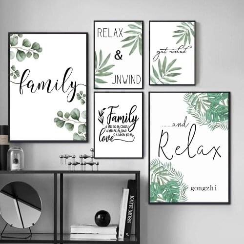 Tropical Botanical Leaves Nordic Family Posters Minimalist Canvas Painting and Prints Bathroom Wall Art Pictures for Home Decor