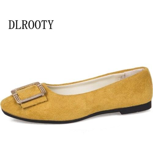 Big Size Women Flats Candy Color Shoes Woman Loafers Summer Fashion Metal Decoration Crystal Sweet Casual Solid Plus Size 35-42