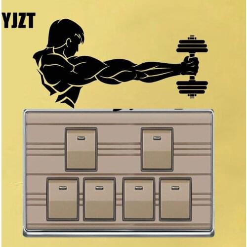 YJZT Gym Fitness Dumbbell Muscles Sport Body Fashion Home Decor Wall Decal Vinyl Switch Sticker 8SS2170