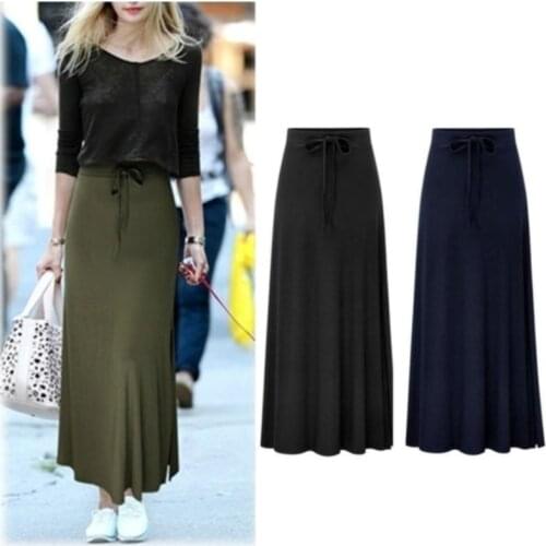 Womens Elastic Waist Plus Size A-line Skirts Hip Slim Long Loose Sheds Split Skirts Large Size Knitted Skirts