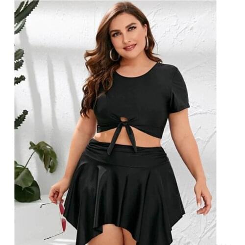 2021 New Plus Size 8XL Tankini Swimsuit Women Two Piece Large Size Swimwear Swimming Dress Swim Trunk Swimsuit With Skirt