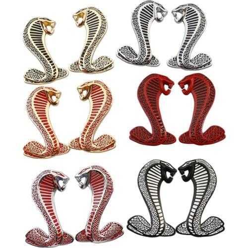1pcs Metal 3D Snake Cobra Badge Car Front Grille Emblem Rear Trunk Decal Sticker for Mustang Shelby GT Dodge Jeep Motorcycle