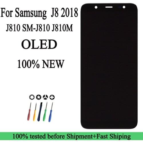 100% NEW Premium Quality OLED LCD For Samsung Galaxy J8 2018 J810 SM-J810 J810M LCD Screen Replacement Touch Screen Pance