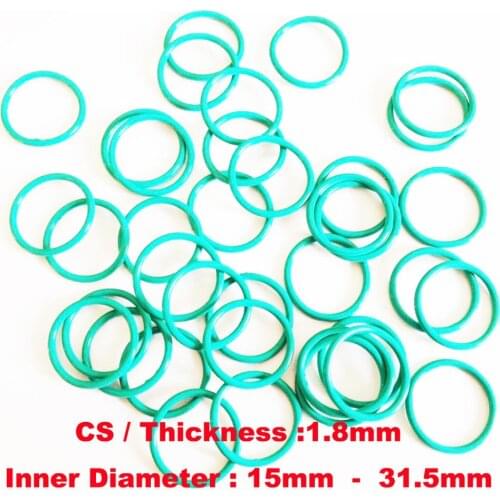 100 PCS O-Ring CS1.8mm x ID 15/16/17/18/19/20/21.2/22.4/23.6/25/25.8/26.5/28/30/31.5 Fluorine Rubber Gaskets Sealing FKM O Ring