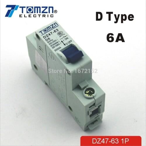 1P 6A D type 240V/415V 50HZ/60HZ Mini Circuit breaker MCB C45