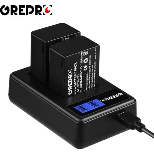 2Pcs 1300mAh DMW-BMB9 DMW-BMB9E DMW BMB9 Battery + LCD Charger for Panasonic Lumix DMC FZ40K FZ45K FZ47K FZ48K FZ60 FZ70 FZ100