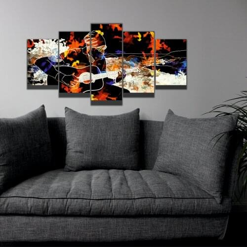 5 Pcs Guitar Player Painting Wall Art Posters and Prints Pictures for Living Room Decoration Home Decor