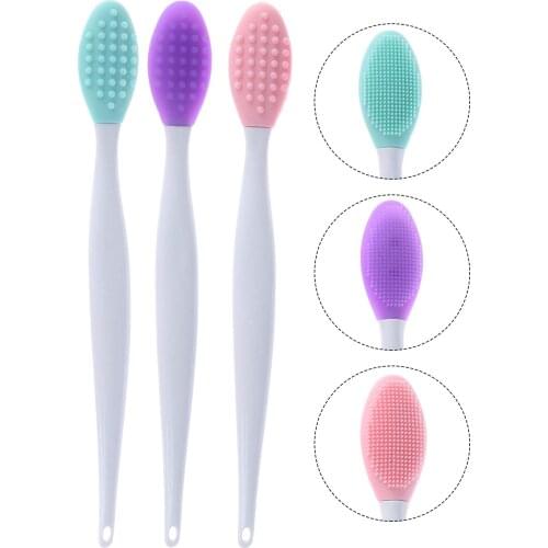 5pcs Silicone Exfoliating Lip Brush Tool Double-sided Soft Lip Brush for Smoother and Nose Cleaning Brush 6 Colors
