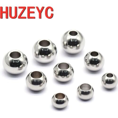 500pcs/package Wholesale DIY Jewelry Accessories 2.5-12mm Big Hole Stainless Steel Beads Handicraft Bracelet Necklace Making