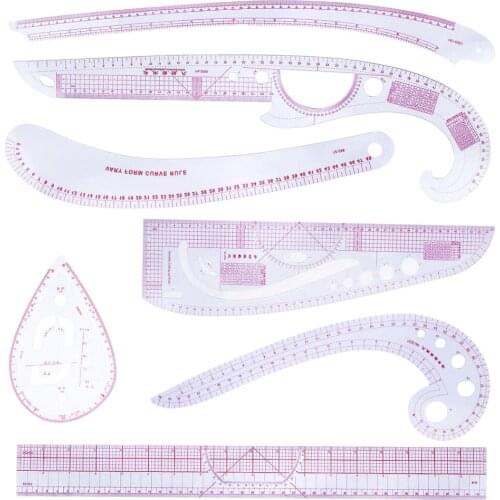 7Pcs French Sewing Curve Ruler Set Multi Functional Patchwork For Dressmaker