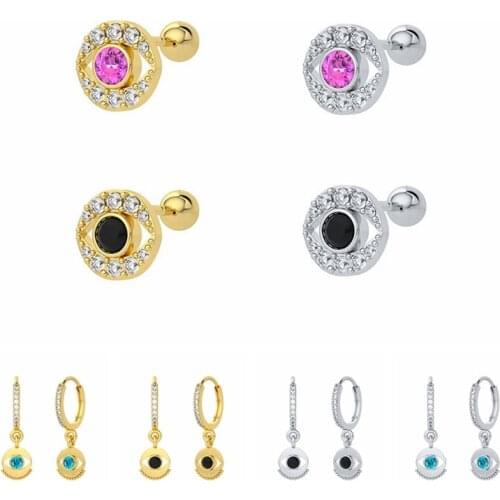 Canner 925 Sterling Silver Stud Earrings With Charm Devil Eye Serise Piercing 2021 Trend Earrings For Women Orecchini Jewelry
