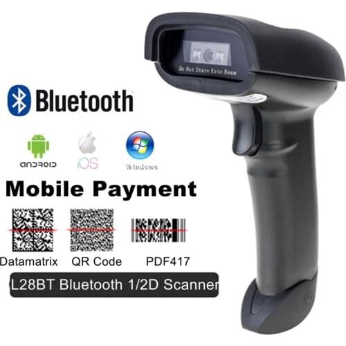 Wireless Barcode Scanner Mobile Payment Bluetooth 1D/2D/QR/PDF417 Handheld Barcode Reader Support Phone Windows Mac iOS, Android