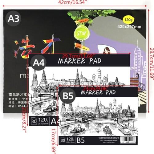 A3/A4/B5 Drawing Paper Pad Notebook Sketch Book for Marker Art Paiting Diary Student Gifts 30 Sheets