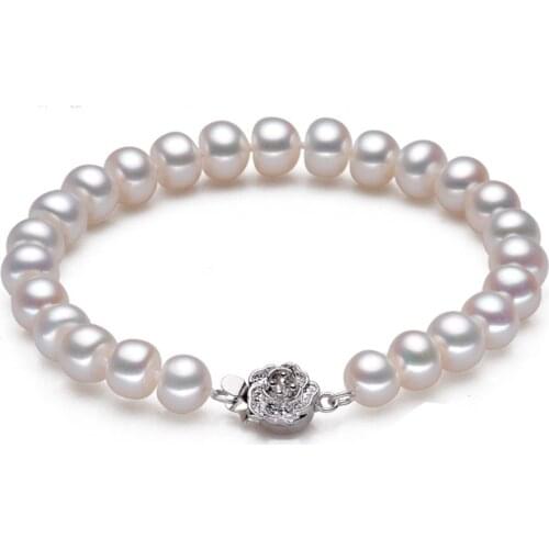 YKNRBPH Natural Real Pearl Bracelets For Womens Freshwater Pearl Beads Hart Clasp,Multi Color Pearl Charm