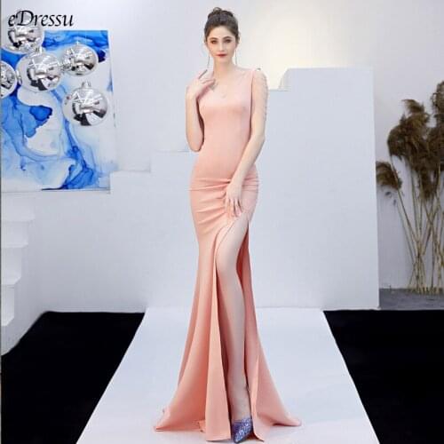 8 Colors Split Long Evening Dress Mermaid Evening Party Dress Sexy Elegant Vestido de Fiesta Robe Beading Formal Dress YNY-1569