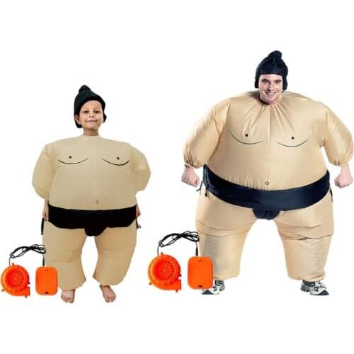 Dropshipping Sumo Wrestler Costume Inflatable Suit Blow Up Outfit Cosplay Party Dress for Kid and Adult