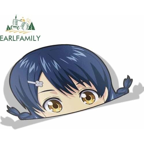 EARLFAMILY 13cm x 7.9cm Car Sticker for Food Wars Megumi Tadokoro Peeker Peek Anime Vinyl Transfer Stickers JDM Car Styling