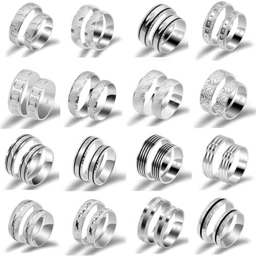 Customized Couple Ring 925 Sterling Silver Simple Unisex Engraved Rings Women Men Lovers Wedding Jewelry Engagement Gifts 2021