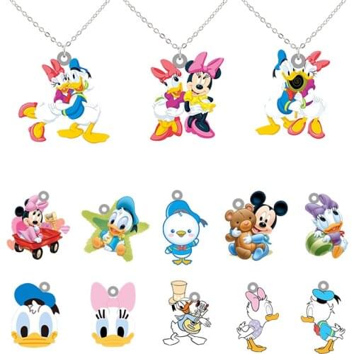 Disney Donald Duck Couple Necklace Lady Pendant Mens Couple Cartoon Elements Friendship Necklace Gift Jewelry Send A Friend