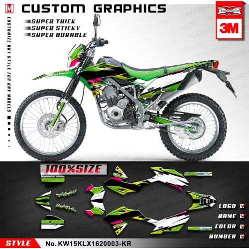 KUNGFU GRAPHICS Custom Dirt Bike Stickers Vinyl Wrap Kit for KLX150BF KLX150 BF 2016 2017 2018 2019 2020, Green