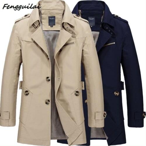 Autumn Winter Men Jacket Coat Long Section Fashion Trench Coat Men Windbreaker Casual Overcoat Jacket Outerwear Large Size 5XL