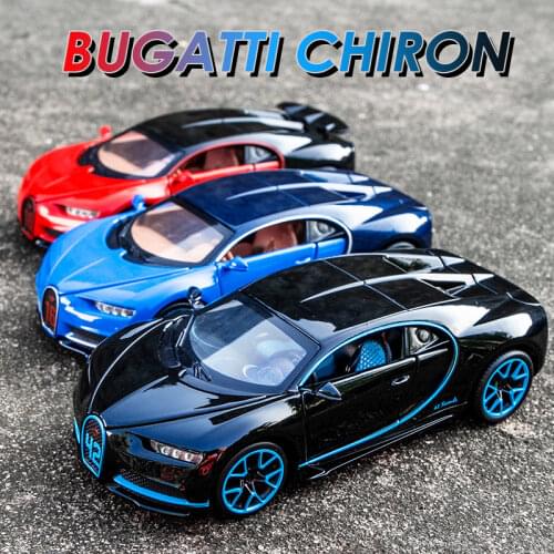 1/32 Alloy Toy Car Models Bugatti Chiron With Sound Light Diecasts Toys Vehicles 3 Doors Opened Car Toy Collection Gift For Kids