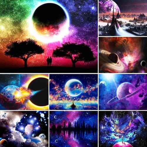 5D DIY Diamond Painting Space Cross Stitch Kits Full Drill Square Embroidery Mosaic Landscape Art Picture of Rhinestones Decor