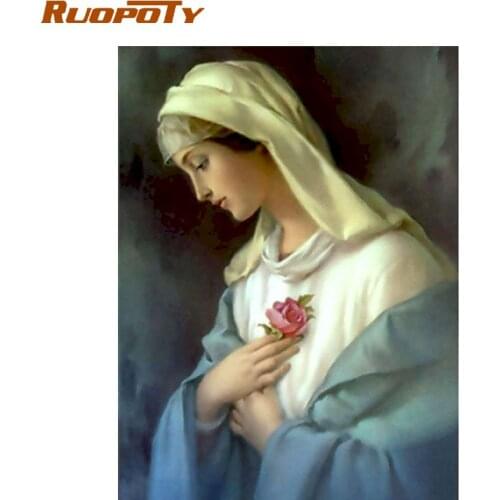 RUOPOTY Oil Paint By Numbers Kits 60x75cm Framed Lady Figure Painting Adults Unique Diy Gift HandPianted Home Decor Wall Photo