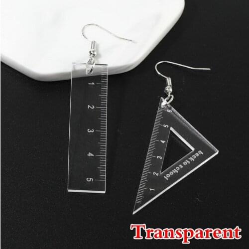 Earrings Set Women Ruler Acrylic Earrings Creative Triangle Ruler Drop Danlge Earrings Funny