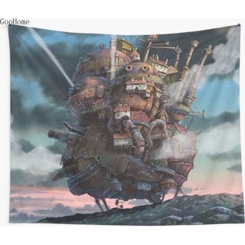Howls Moving Castle Landscape Wall Tapestry Cover Beach Towel Throw Blanket Picnic Yoga Mat Home Decoration