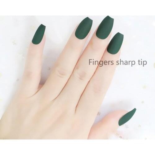 The latest fashion Long Square head Candy colors false nails 24pcs Matte Green color A622