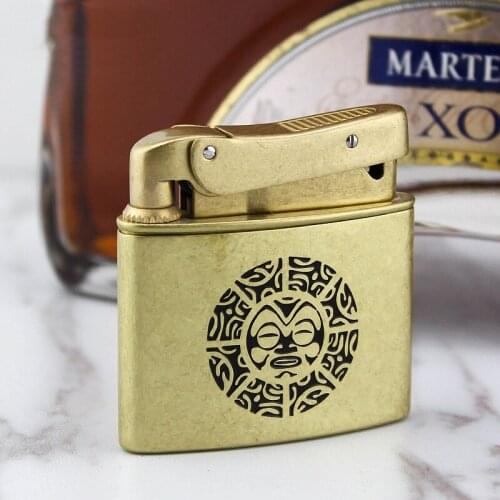 2020 New Turbo Torch Flint Lighter Pure brass Free Fire kerosene Retro Pipe Lighter Gadgets For Men