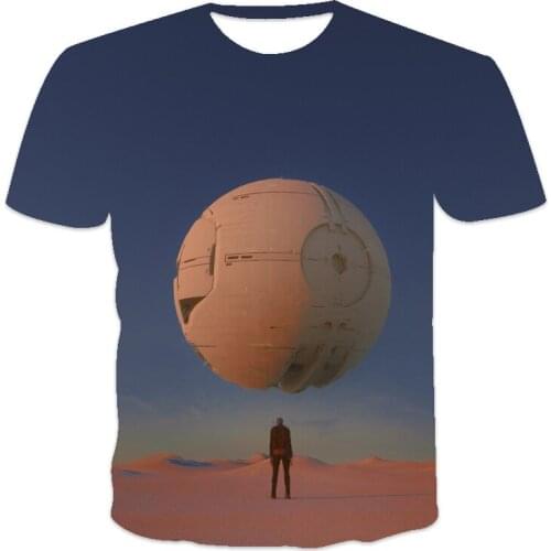 2021 Summer new best-selling oversized loose O-neck mens T-shirt short-sleeved sci-fi world pattern printing