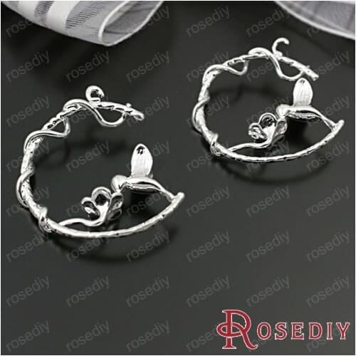 Wholesale 26*25mm Silver color Hummingbird Collecting Nectar Copper Charms Pendants Diy Jewelry Findings 6 Pieces(JM5738)