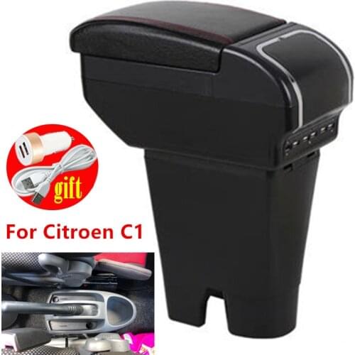 For Citroen C1 armrest box central Store content box car-styling decoration With cup holder USB