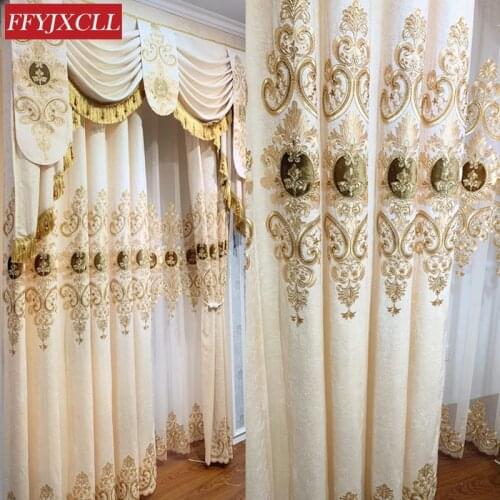 European Style Luxury Printed Curtains High Blackout Curtains for Living Room Decoration Bedroom Windows Tulle Curtains